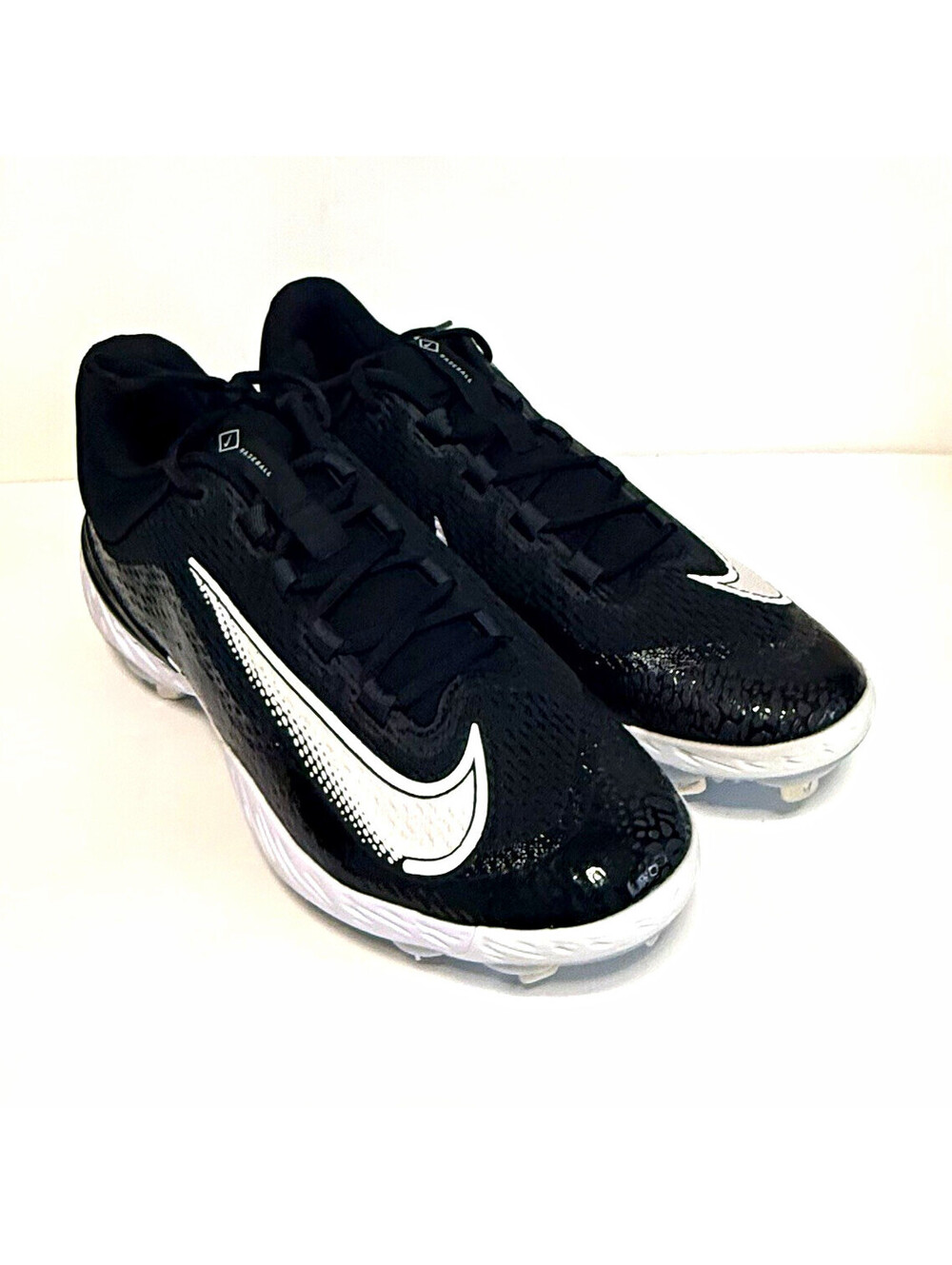 Nike Alpha Huarache Elite 4 Low Metal Baseball Cleats Black White Men’s 13